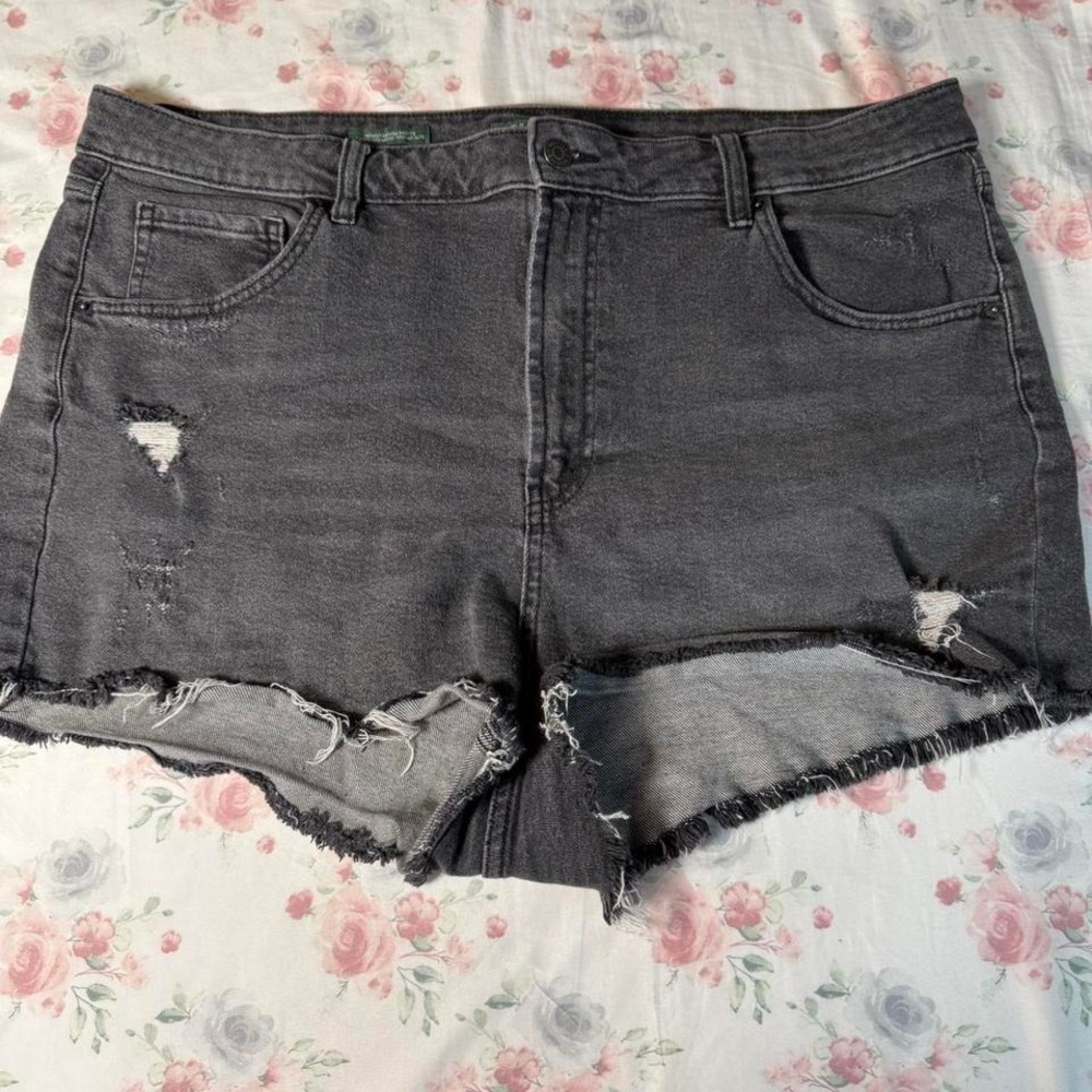 Wild Fable High Rise Distressed Denim Shorts Women's Size 18 Black Cutoff